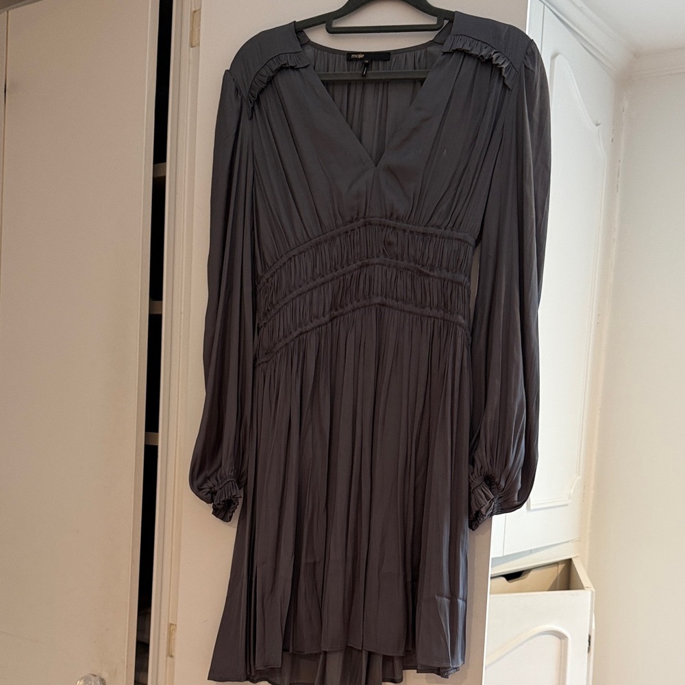 Maje mini Slate Gray Long Sleeve Dress